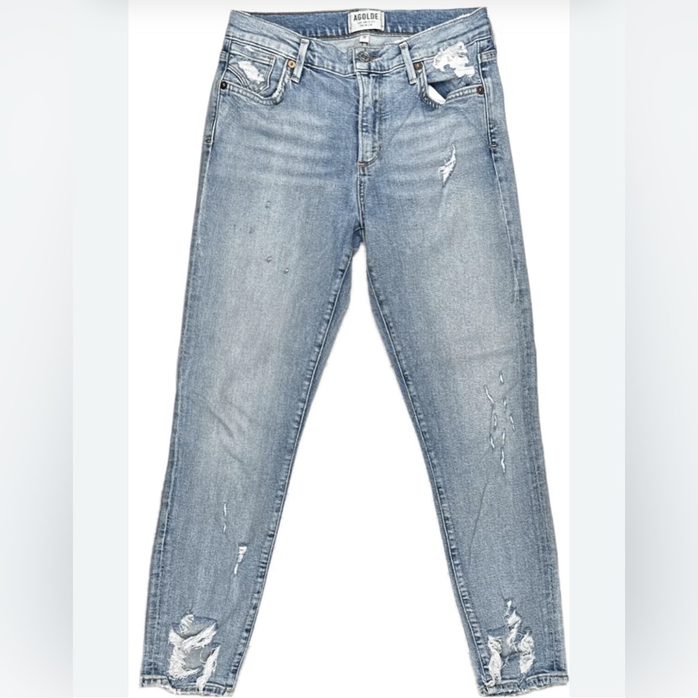 Agolde “Sophie” Distressed Light Blue Jeans